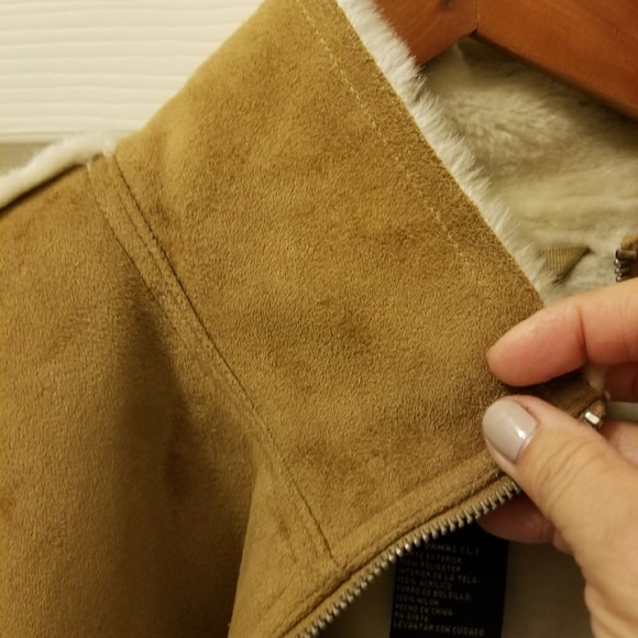 Suede Like /Fur Lined Jacket Mid Length - Picture 3 of 8